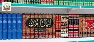 لسان العرب ضمن مراجع اللغة العربية في المكتبة.
